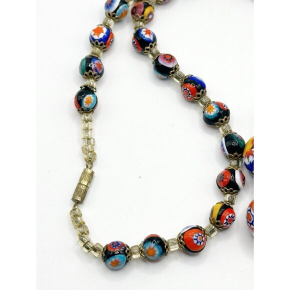 Vtg Millefiori Venetian Italian Glass Necklace Multicolor Graduated Beads 24” - Picture 6 of 6